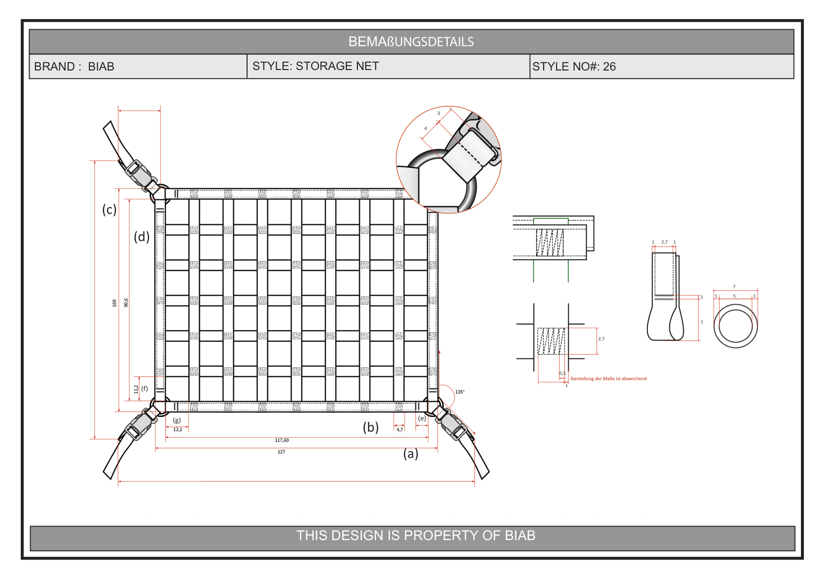 Storage Net — dimensioned technical drawing