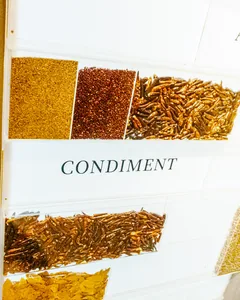 Trays of spices in a market